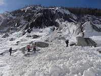 Une avalanche bien connue à la sortie de la Mer de Glace